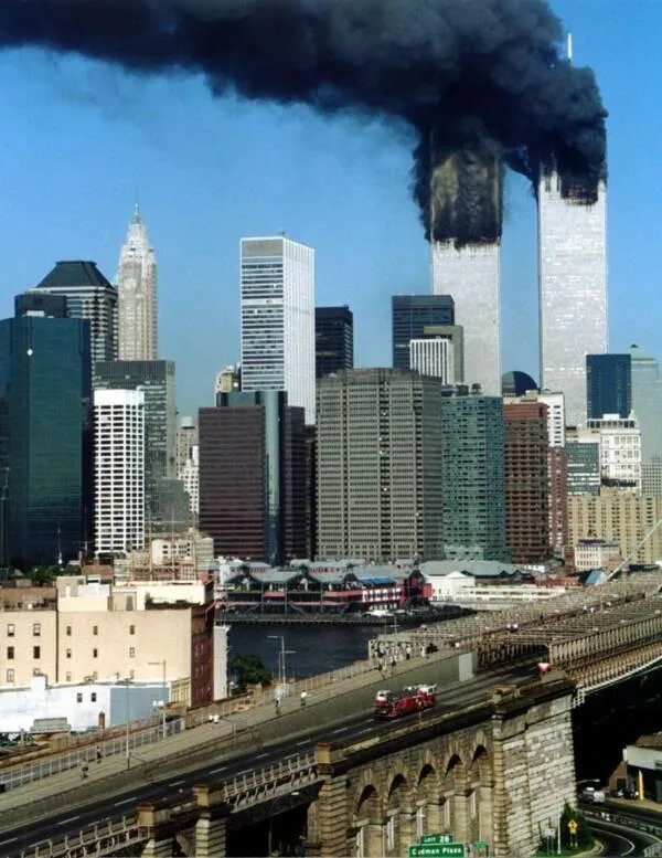 Firefighters heading toward World Trade Center on 9/11