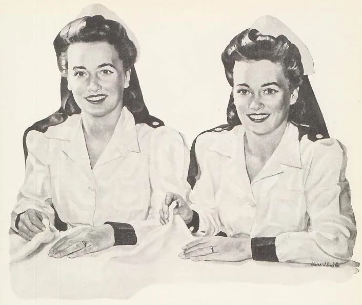 Jayne and Joan Knoerzer posing as the first Doublemint Twins